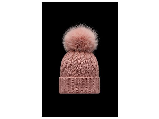 Kaschmir-Beanie mit Fuchsfell-Bommel mit Moncler Logo Patch Rot - Ansicht 4