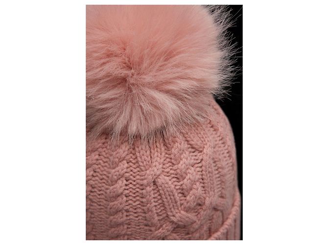 Kaschmir-Beanie mit Fuchsfell-Bommel mit Moncler Logo Patch Rot - Ansicht 5
