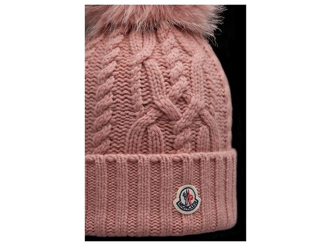 Kaschmir-Beanie mit Fuchsfell-Bommel mit Moncler Logo Patch Rot - Ansicht 6