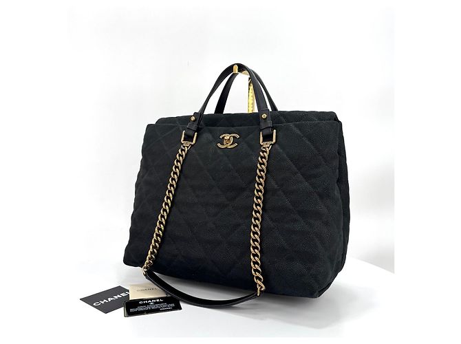 Chanel Borsa a Spalla e Borsa Tote Caviar Season Black Nero - vista 3