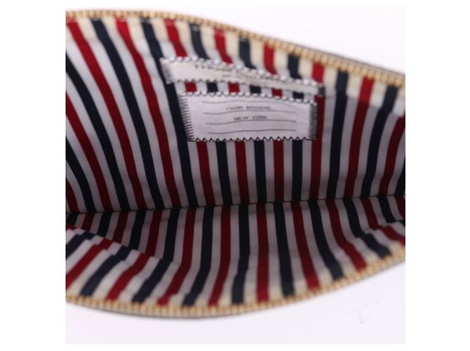 Thom Browne Pochette à rayures grise Taille M Marron - vue 11