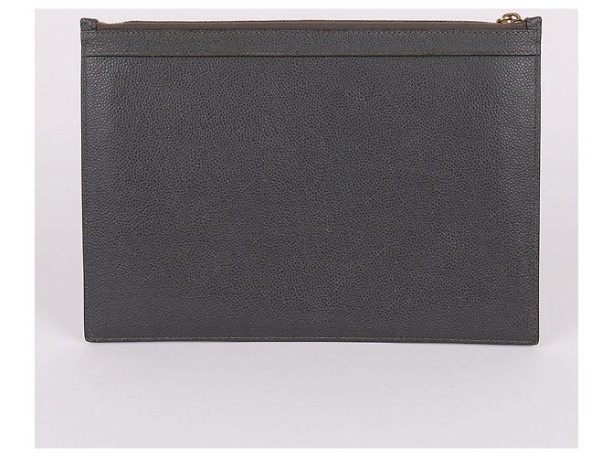 Thom Browne Pochette à rayures grise Taille M Marron - vue 5