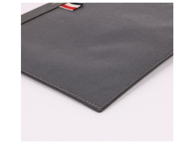 Thom Browne Pochette à rayures grise Taille M Marron - vue 9