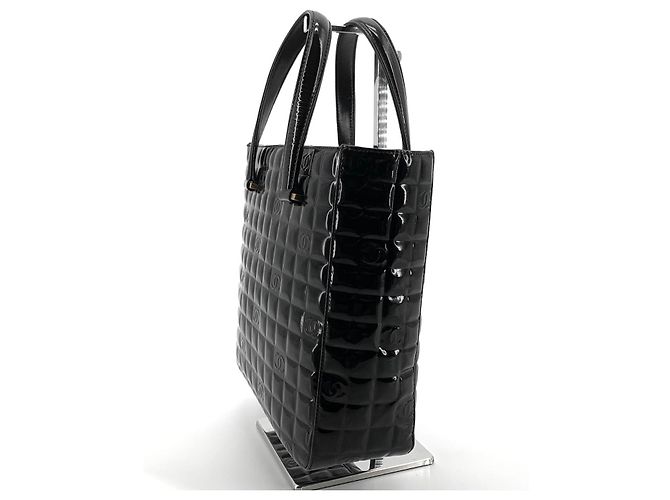 Chanel Borsa Tote Patent Chocolate Bar Nero - vista 2