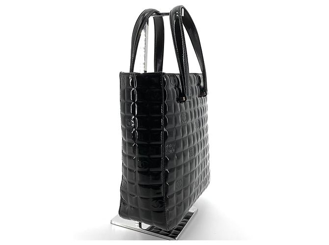 Chanel Borsa Tote Patent Chocolate Bar Nero - vista 3
