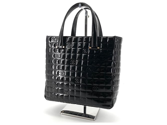 Chanel Borsa Tote Patent Chocolate Bar Nero - vista 4