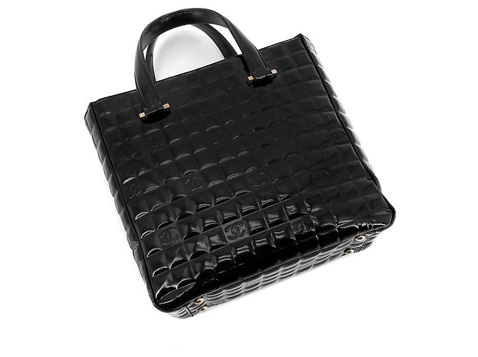 Chanel Borsa Tote Patent Chocolate Bar Nero - vista 5