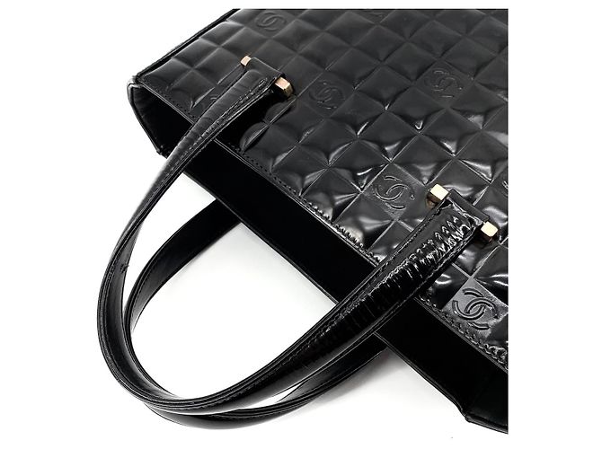 Chanel Borsa Tote Patent Chocolate Bar Nero - vista 7