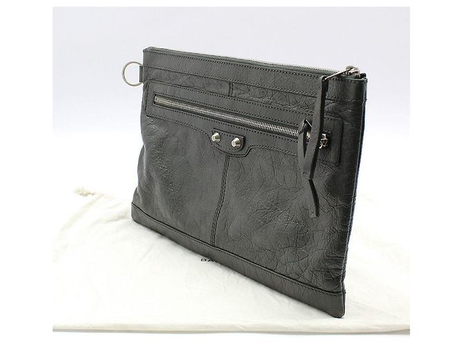 Balenciaga Clutch Medium Classic Motor Clip Grigio Marrone - vista 2