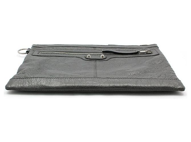 Balenciaga Clutch Medium Classic Motor Clip Grigio Marrone - vista 5