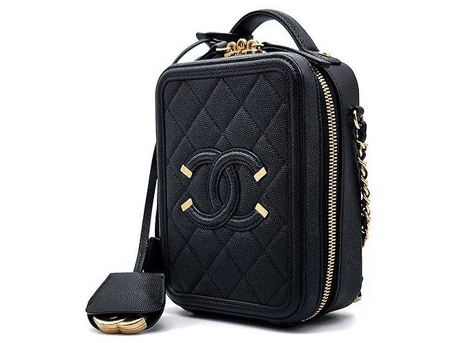 Chanel Caviar Cosmetic Tote and Shoulder Bag Black - view 2