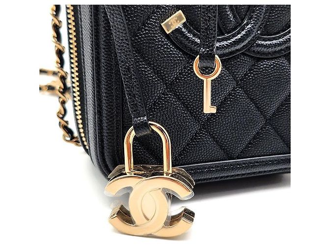 Chanel Caviar Cosmetic Tote and Shoulder Bag Black - view 8