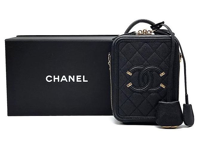 Chanel Caviar Cosmetic Tote and Shoulder Bag Black - view 9