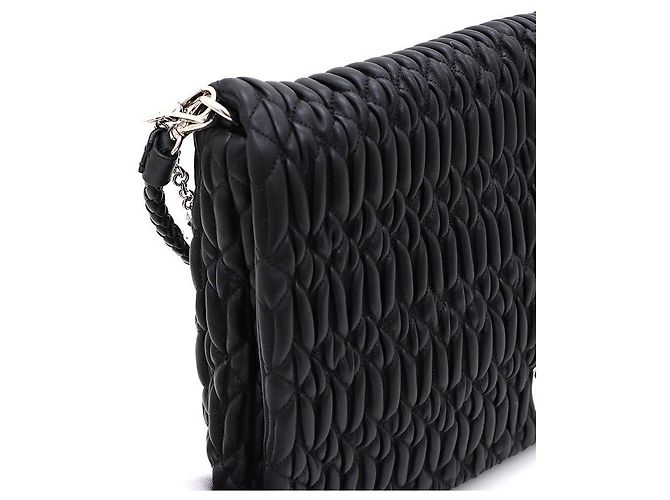 Miu Miu Clutch e borsa a tracolla in nappa trapuntata con catena di cristalli Nero - vista 4