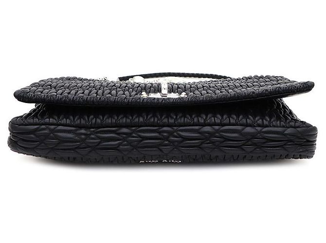 Miu Miu Clutch e borsa a tracolla in nappa trapuntata con catena di cristalli Nero - vista 6