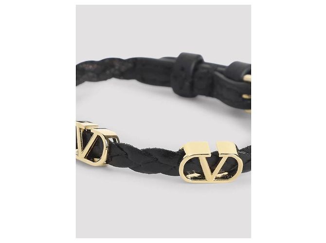 Valentino Bracciale in pelle di vitello con logo signature Nero - vista 6