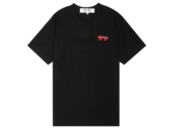 Comme Des Garcons T-Shirt Double Heart Black Schwarz - Ansicht 2