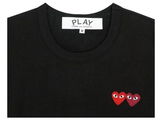 Comme Des Garcons T-Shirt Double Heart Black Schwarz - Ansicht 4