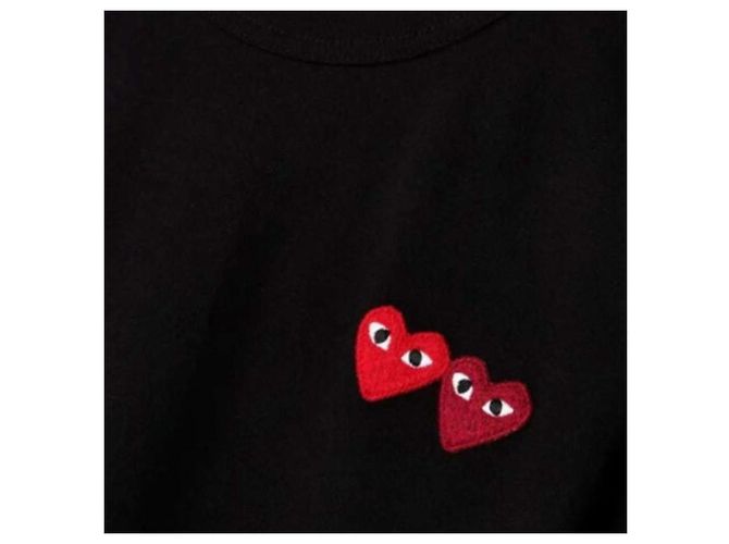 Comme Des Garcons T-Shirt Double Heart Black Schwarz - Ansicht 6