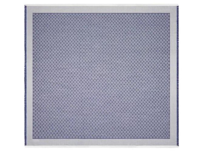 Gucci GG Seiden-Woll-Schal Blau - Ansicht 4