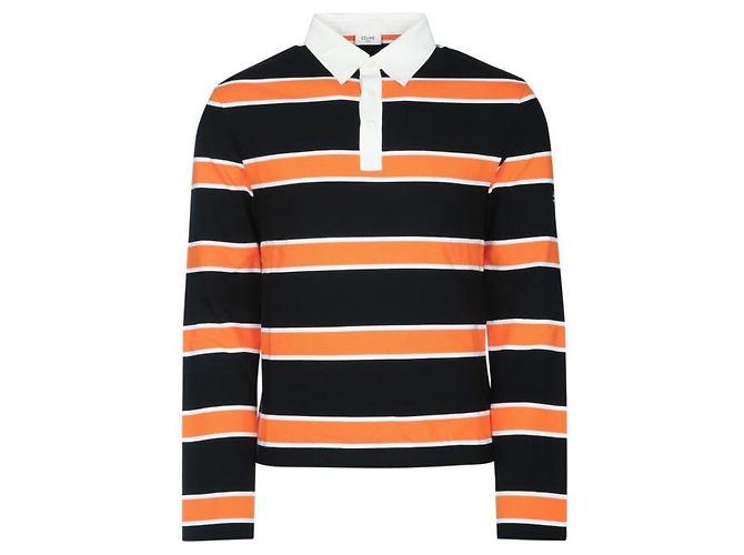 Céline Polo-Shirt aus gestreiftem Baumwolljersey Weiß - Ansicht 4