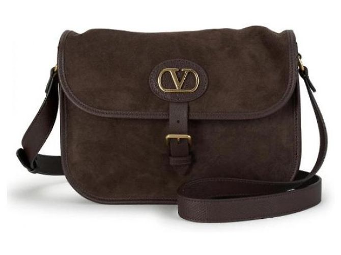 Valentino Borsa a tracolla in scamosciato Antibes Marrone - vista 4