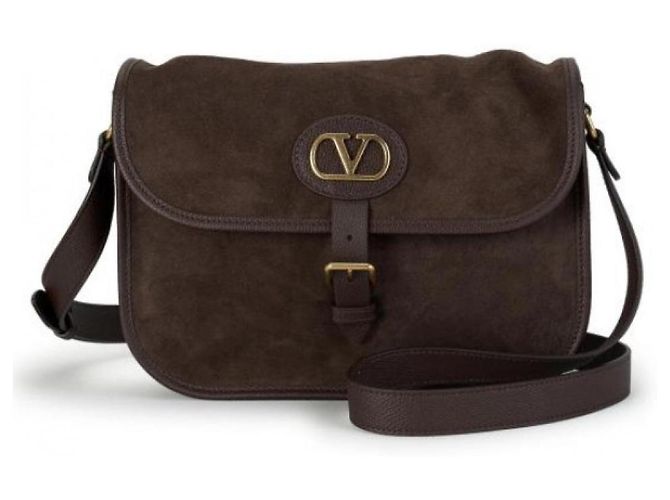 Valentino Borsa a tracolla in scamosciato Antibes Marrone - vista 5