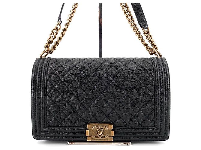 Chanel Borsa Boy Caviar Gold New Medium a Spalla Nero - vista 13