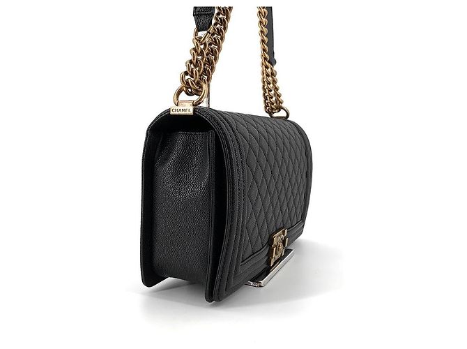 Chanel Borsa Boy Caviar Gold New Medium a Spalla Nero - vista 15