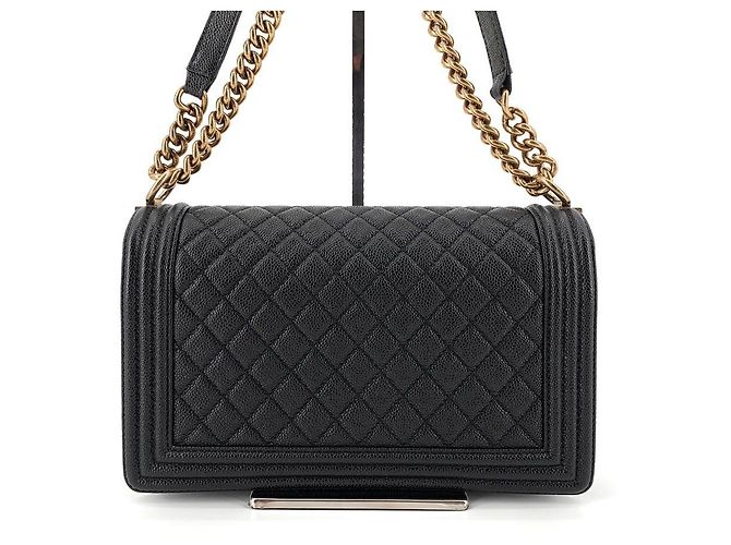 Chanel Borsa Boy Caviar Gold New Medium a Spalla Nero - vista 16
