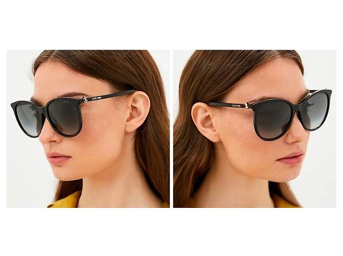 Jimmy Choo Gafas de sol ILANA SK Round Cat Eye Black Acetate Naranja - vista 3