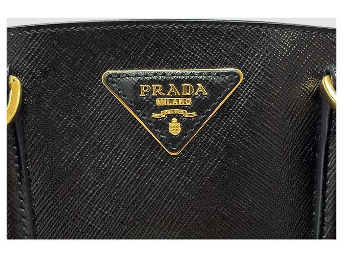 Prada Borsa bucket Saffiano vernice nero lucido - vista 3