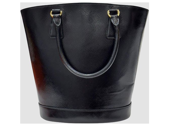 Prada Borsa bucket Saffiano vernice nero lucido - vista 8