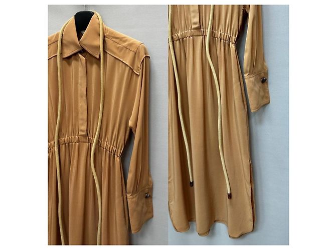 Fendi Abito midi in seta con cintura a corda Arancione - vista 4