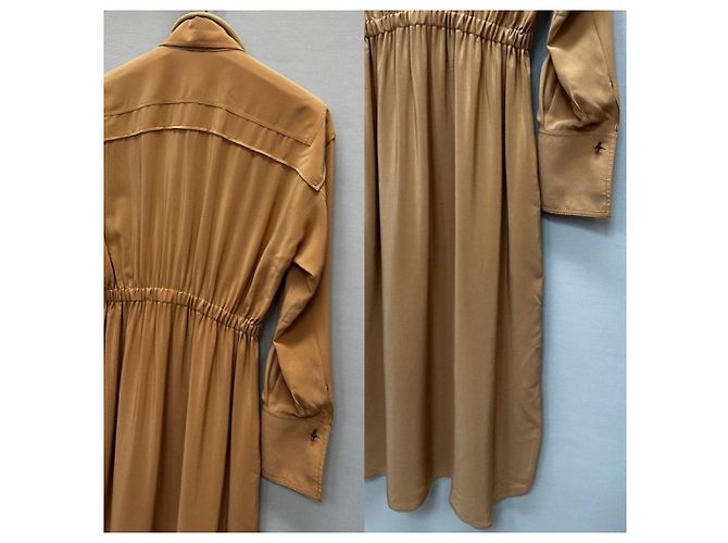 Fendi Abito midi in seta con cintura a corda Arancione - vista 7