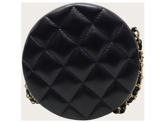 Chanel Borsa a tracolla rotonda con croce running e catena dorata in pelle di agnello nera Nero - vista 5