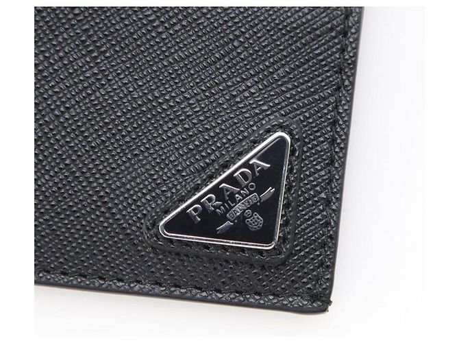 Prada Saffiano Triangle Card Holder Black - view 4