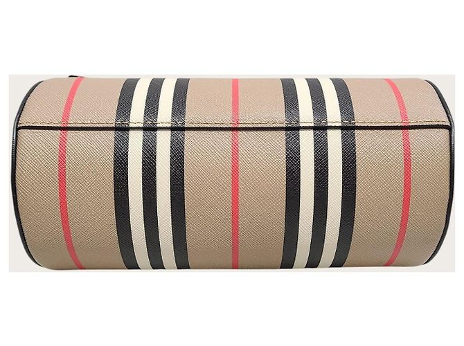 Burberry Borsa cilindrica con tracolla in tela Icon Stripe Marrone - vista 7