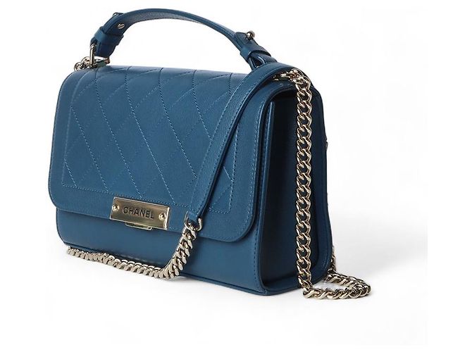 Chanel Borsa a tracolla media Label Click con manico superiore e patta Blu - vista 2