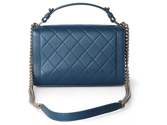 Chanel Borsa a tracolla media Label Click con manico superiore e patta Blu - vista 3