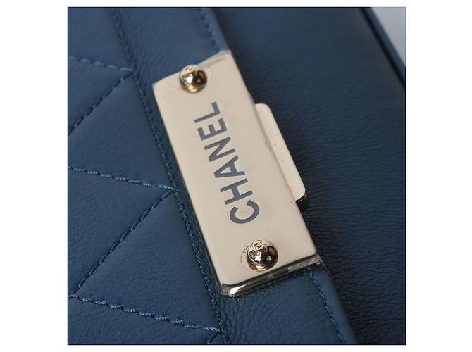 Chanel Borsa a tracolla media Label Click con manico superiore e patta Blu - vista 6