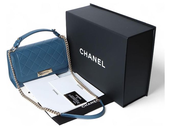 Chanel Borsa a tracolla media Label Click con manico superiore e patta Blu - vista 8