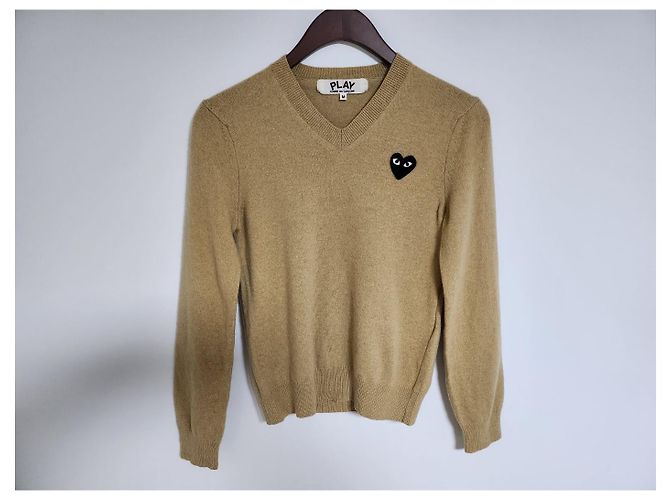 Comme Des Garcons Strickware für Damen beige schwarz mit Patch Braun - Ansicht 8