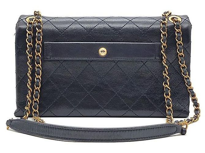Chanel Borsa a tracolla con catena in pelle di vitello Blu - vista 3