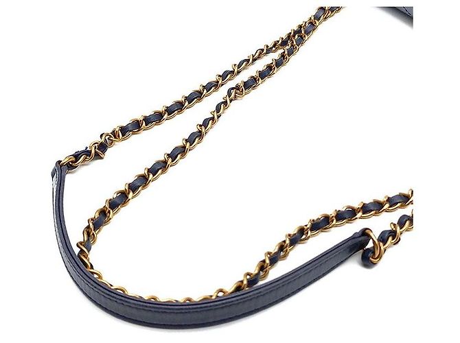 Chanel Borsa a tracolla con catena in pelle di vitello Blu - vista 5