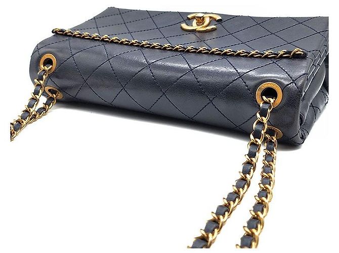 Chanel Borsa a tracolla con catena in pelle di vitello Blu - vista 6