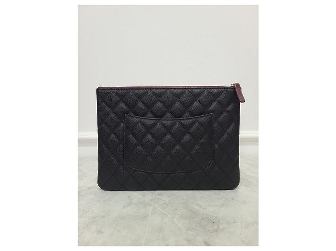 Chanel Clutch Medium Black Caviar CC Logo Silver Nero - vista 5