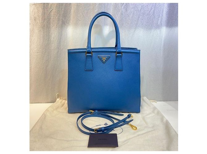 Prada Tote e borsa a tracolla Saffiano Lux Papaya Blu - vista 2