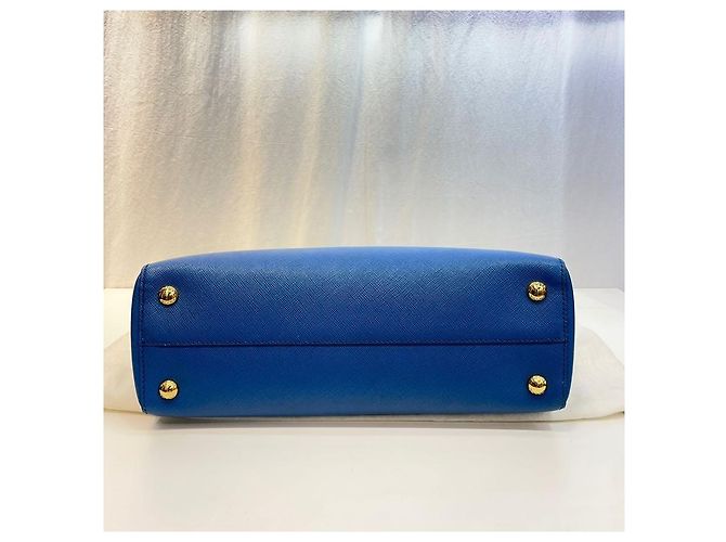 Prada Tote e borsa a tracolla Saffiano Lux Papaya Blu - vista 7