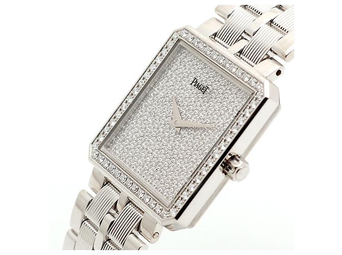 Piaget Protocol Herrenuhr Groß Weißgold Diamant Pavé Vintage - Ansicht 10